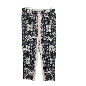 Pilcro The Cottage Linen Blend Drawstring Surf Pants Floral Boho Print Small